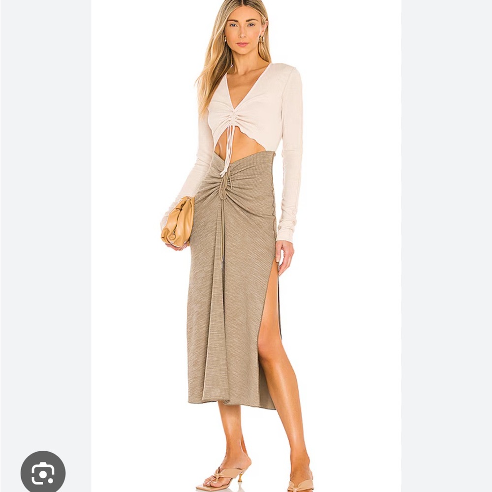 Song of Style Ezra dress Cream and kaki Cutout Dress - Revolve